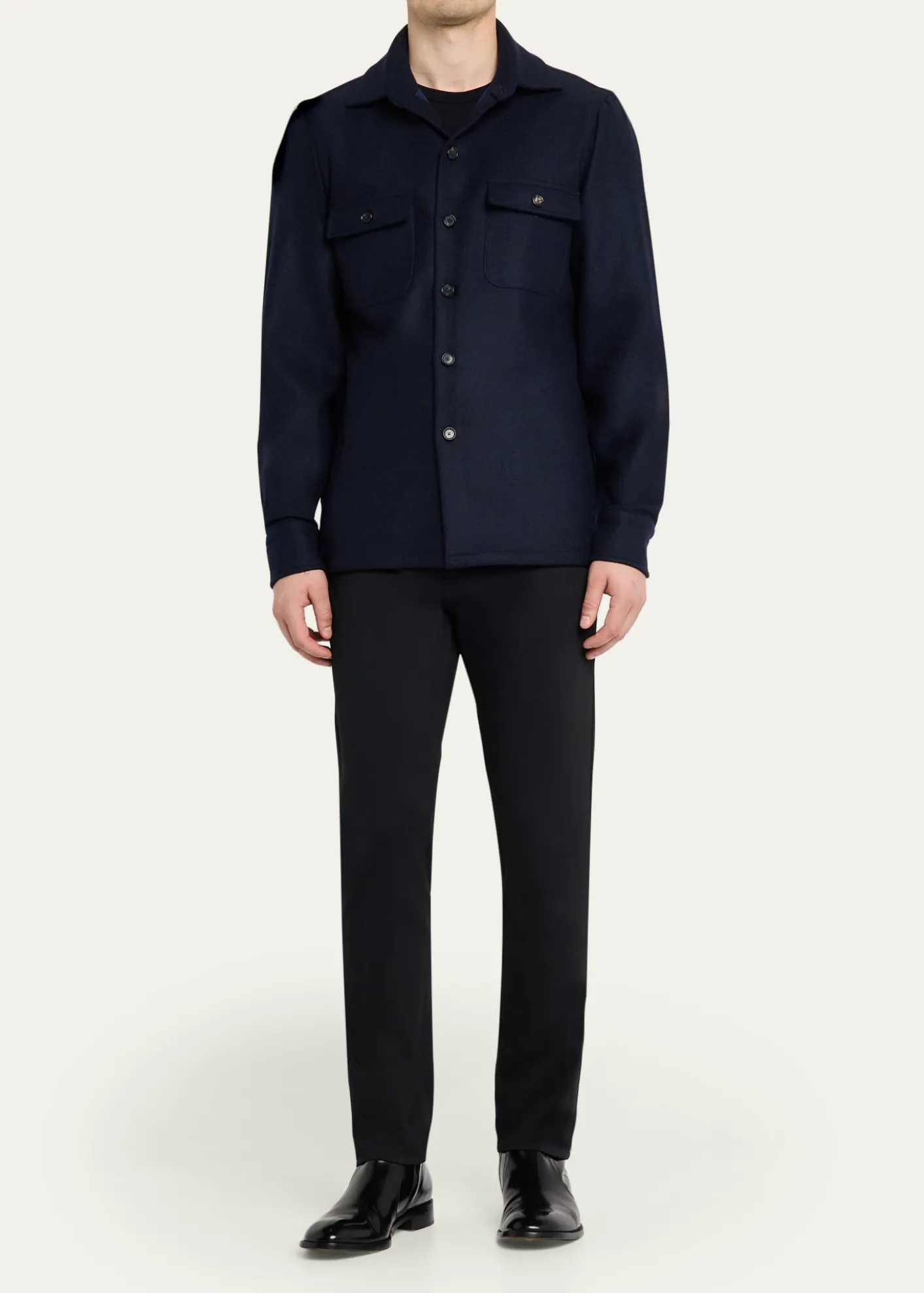 Cesare AttoliniMen's Wool Flap-Pocket Overshirt