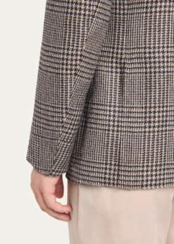 Cesare AttoliniMen's Wool, Silk and Linen Prince of Wales Sport Coat