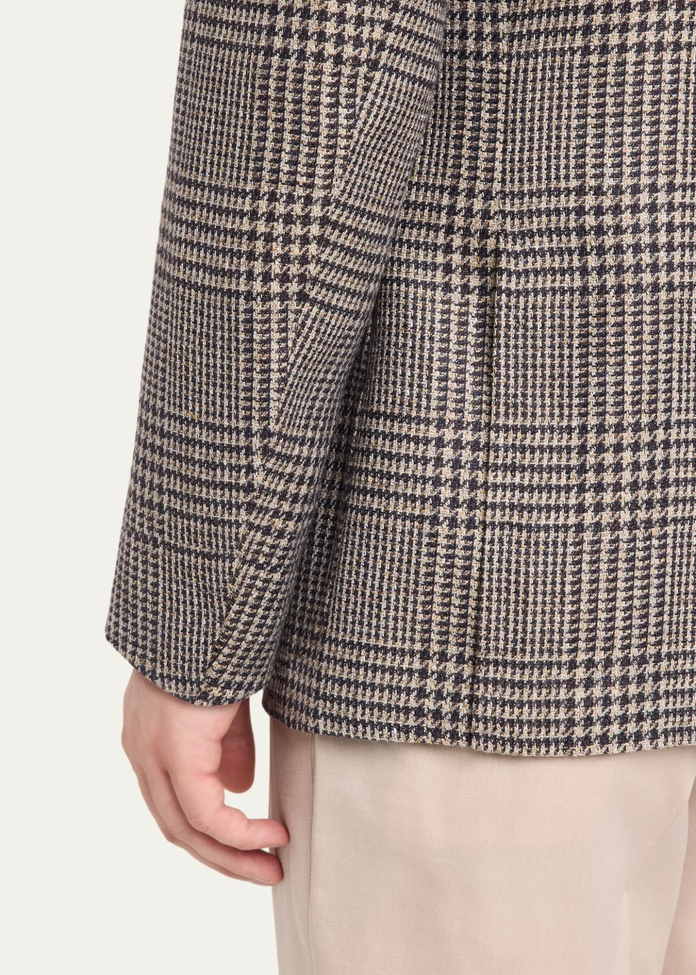 Cesare AttoliniMen's Wool, Silk and Linen Prince of Wales Sport Coat