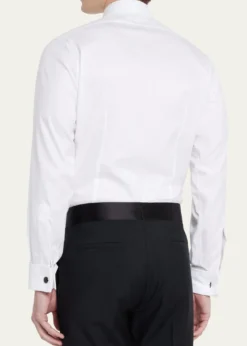 CharvetMen's Slim Fit Covered Placket Dress Shirt