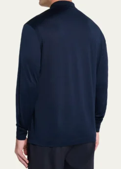 CharvetMen's Cotton Jersey Long-Sleeve Polo Shirt