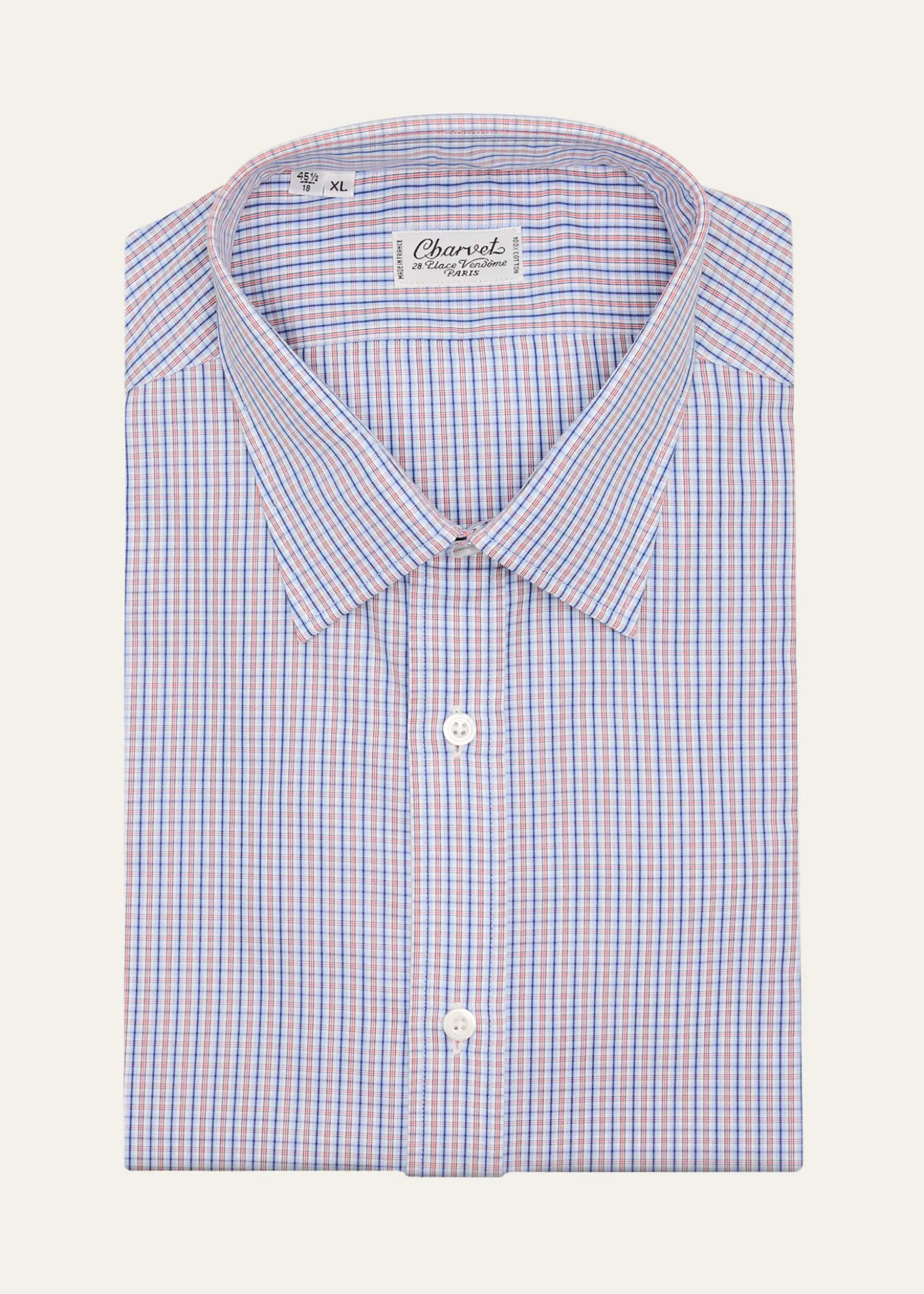 CharvetMen's Cotton Micro-Check Point Collar Slim Dress Shirt