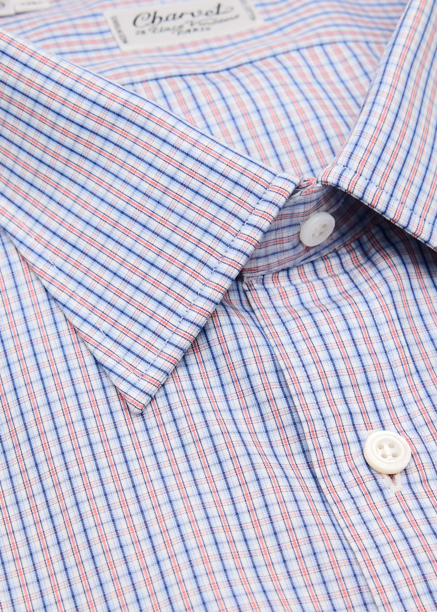 CharvetMen's Cotton Micro-Check Point Collar Slim Dress Shirt