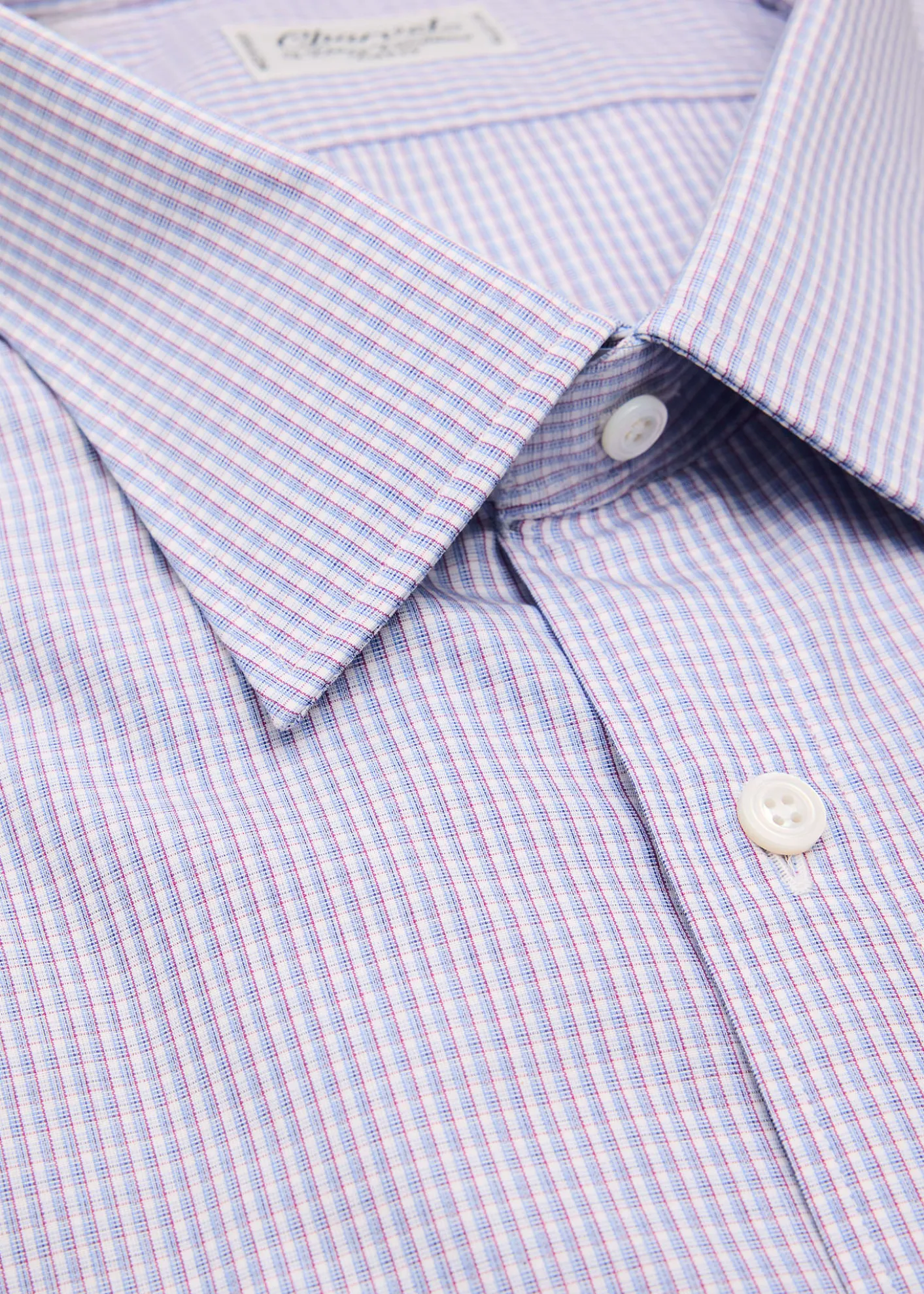CharvetMen's Cotton Micro-Check Point Collar Slim Dress Shirt