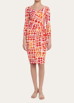 Chiara Boni La Petite RobeFloral V-Neck Long-Sleeve Side-Drape Dress