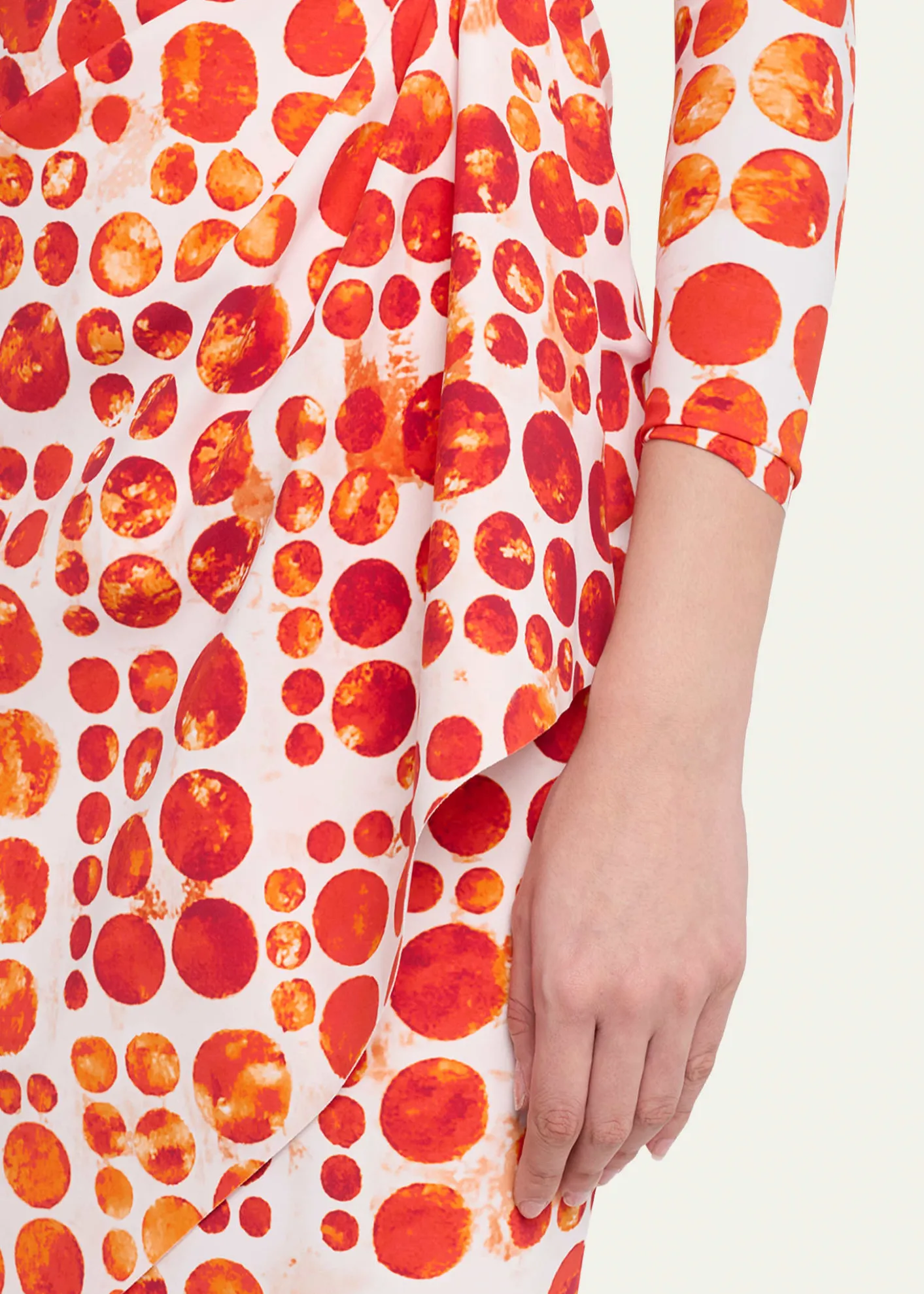 Chiara Boni La Petite RobeFloral V-Neck Long-Sleeve Side-Drape Dress