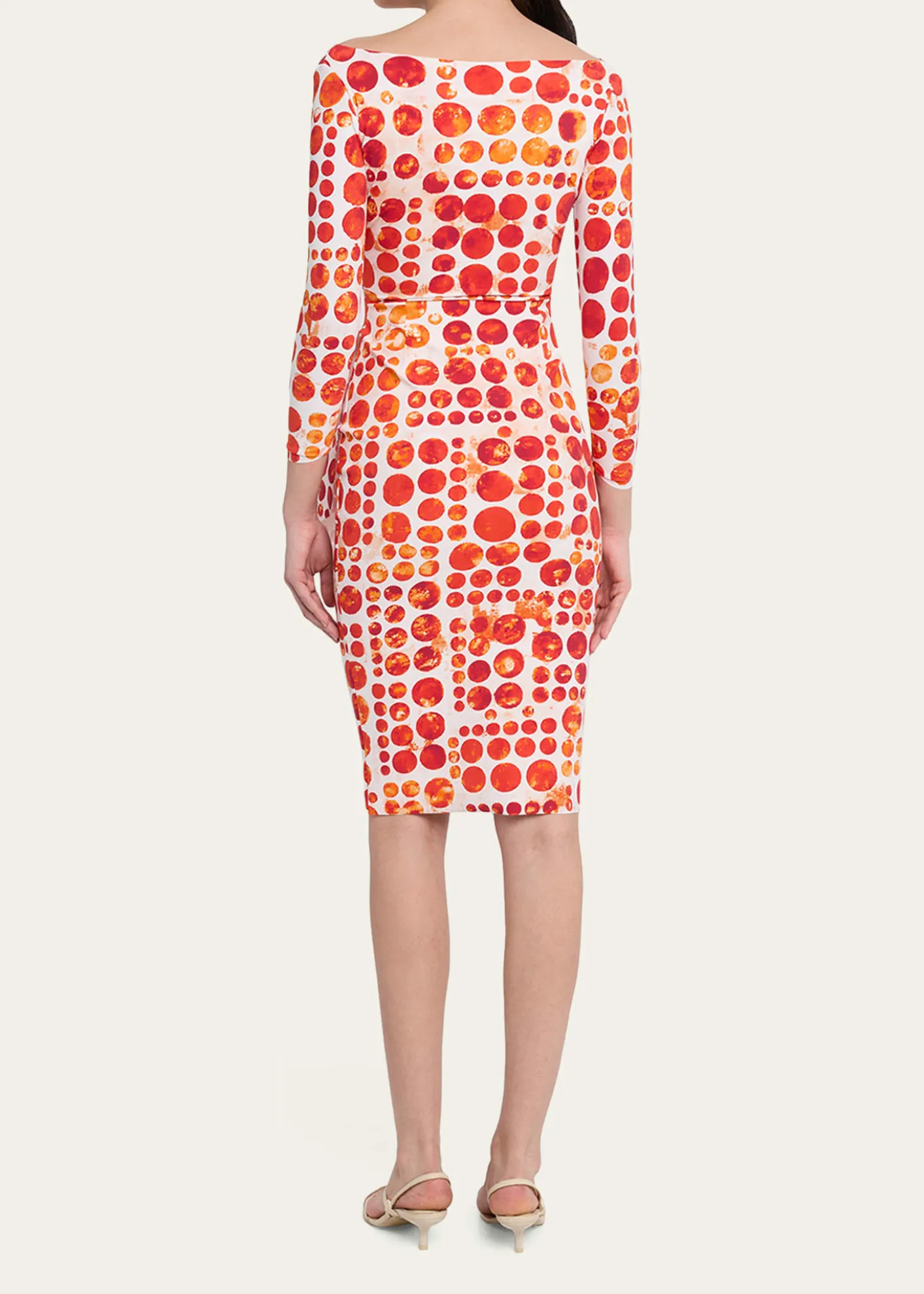 Chiara Boni La Petite RobeFloral V-Neck Long-Sleeve Side-Drape Dress