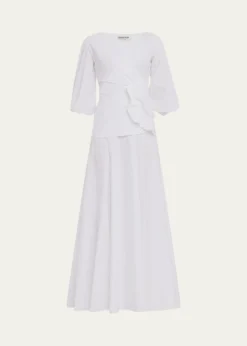 Chiara Boni La Petite RobeFlower-Embellished Stretch Cotton Maxi Dress