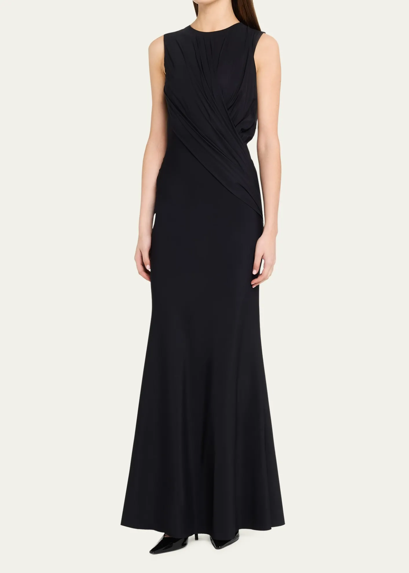 Chiara Boni La Petite RobeFrozy Sleeveless Draped Column Gown