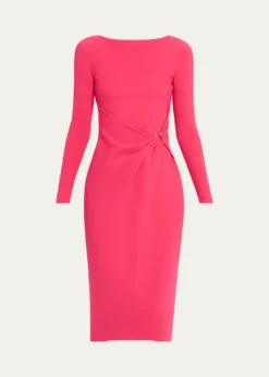 Chiara Boni La Petite RobeGathered Bateau-Neck Midi Sheath Dress