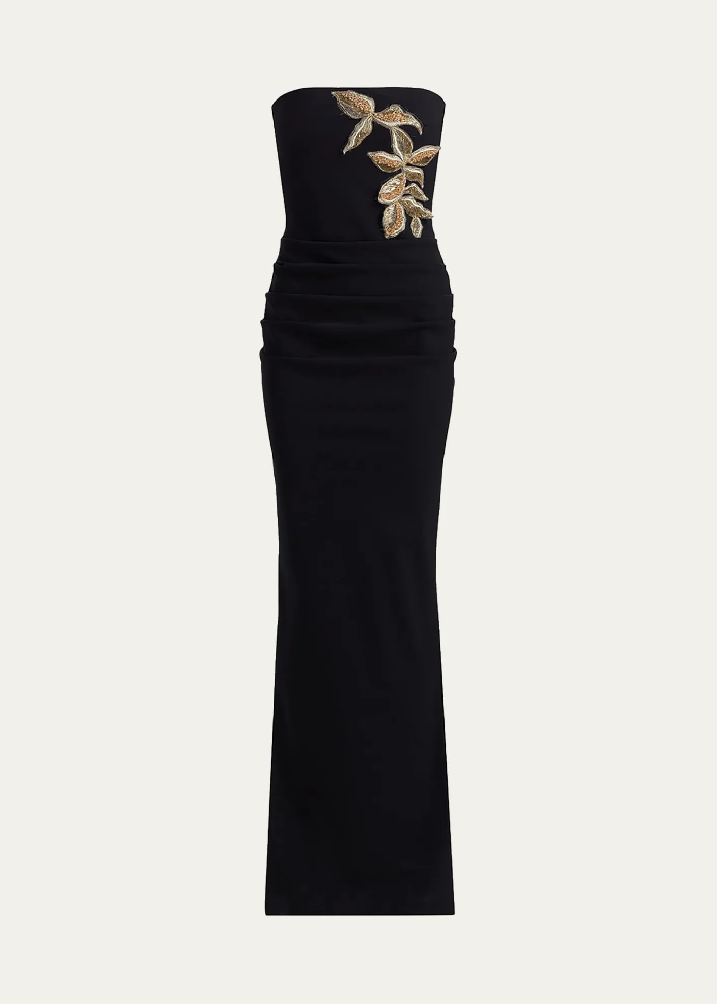 Chiara Boni La Petite RobeNitra Strapless Bead Applique Column Gown
