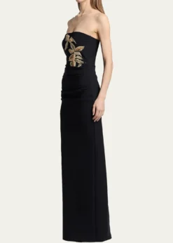 Chiara Boni La Petite RobeNitra Strapless Bead Applique Column Gown