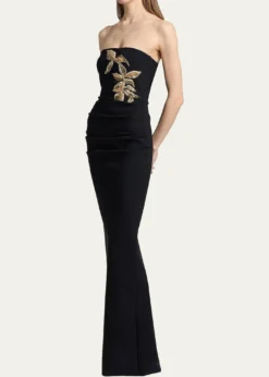 Chiara Boni La Petite RobeNitra Strapless Bead Applique Column Gown