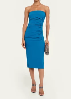 Chiara Boni La Petite RobeStrapless Ruched Bodycon Midi Dress