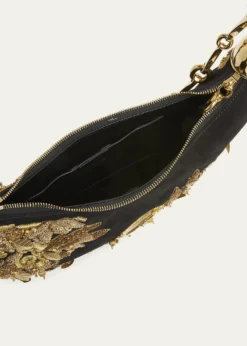 ChloeChain Horse Bead-Embroidered Shoulder Bag in Suede