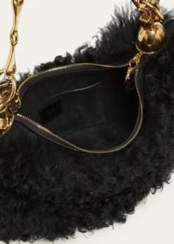 ChloeChain Horse Shoulder Bag in Curly Shearling