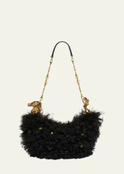 ChloeChain Horse Shoulder Bag in Curly Shearling