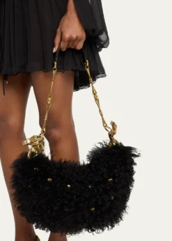 ChloeChain Horse Shoulder Bag in Curly Shearling