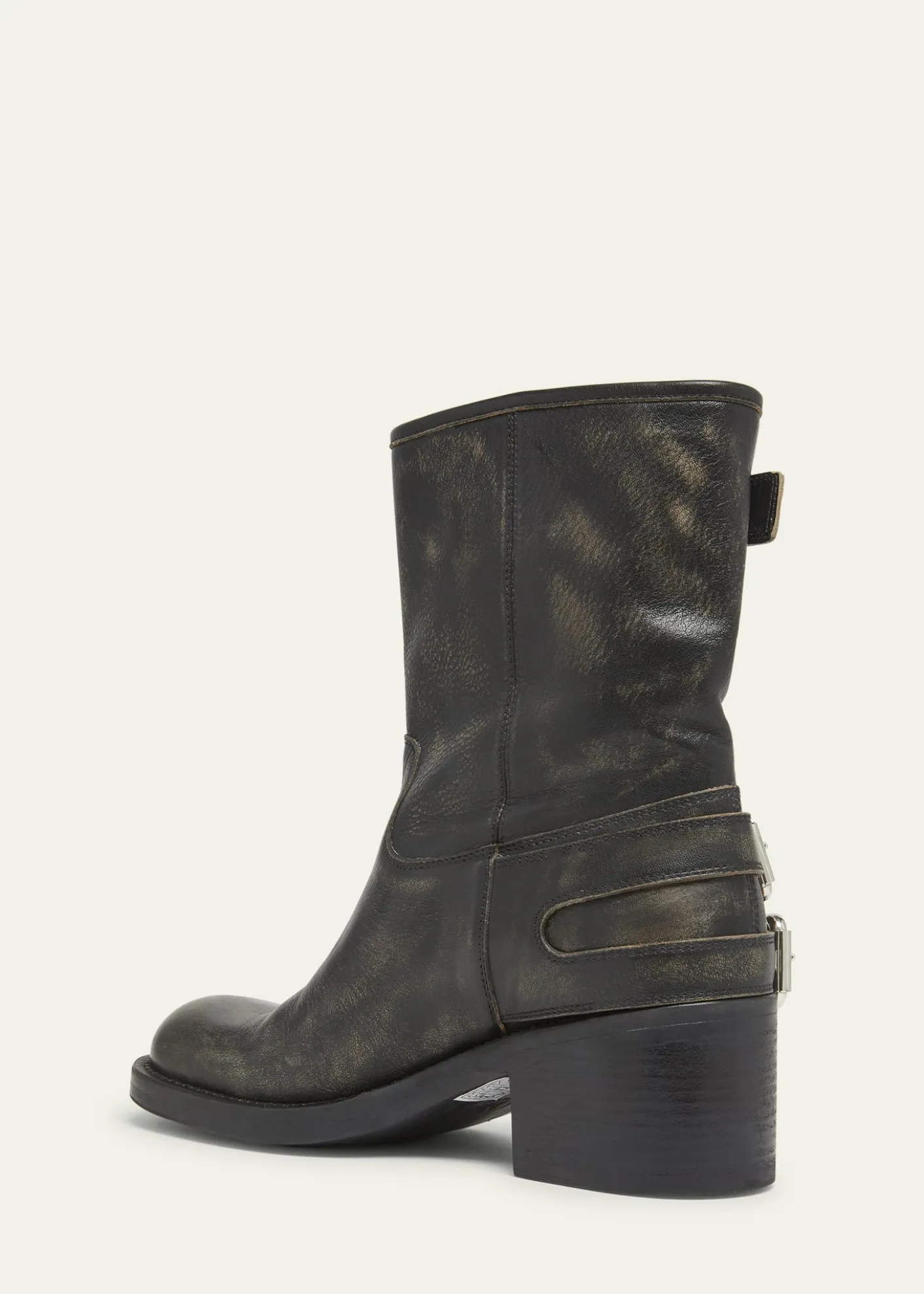 ChloeDakota Burnished Leather Moto Ankle Boots