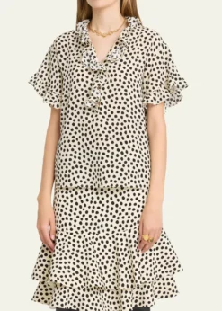 ChloeDot-Print Organic Silk Crepe De Chine Blouse