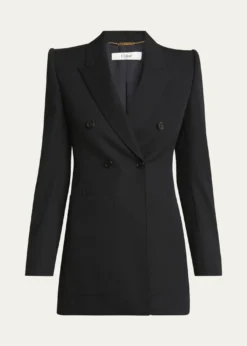 ChloeDouble-Breasted Wool Tailored Jacket With Patch Pockets