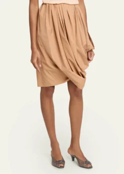 ChloeDraped Cotton Knee-Length Skirt
