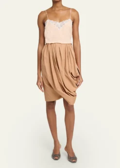 ChloeDraped Cotton Knee-Length Skirt
