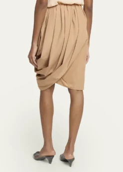 ChloeDraped Cotton Knee-Length Skirt