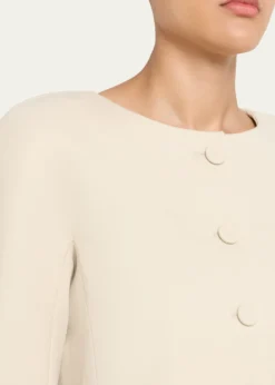 ChloeExaggerated Shoulder Single-Breasted Collarless Jacket