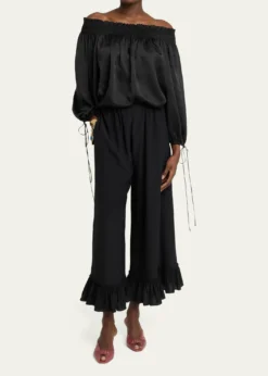 ChloeFlared Hem Silk Trousers