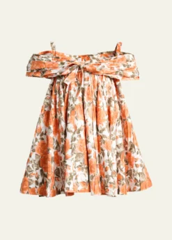ChloeFloral Pleated Off-The-Shoulder Mini Babydoll Dress