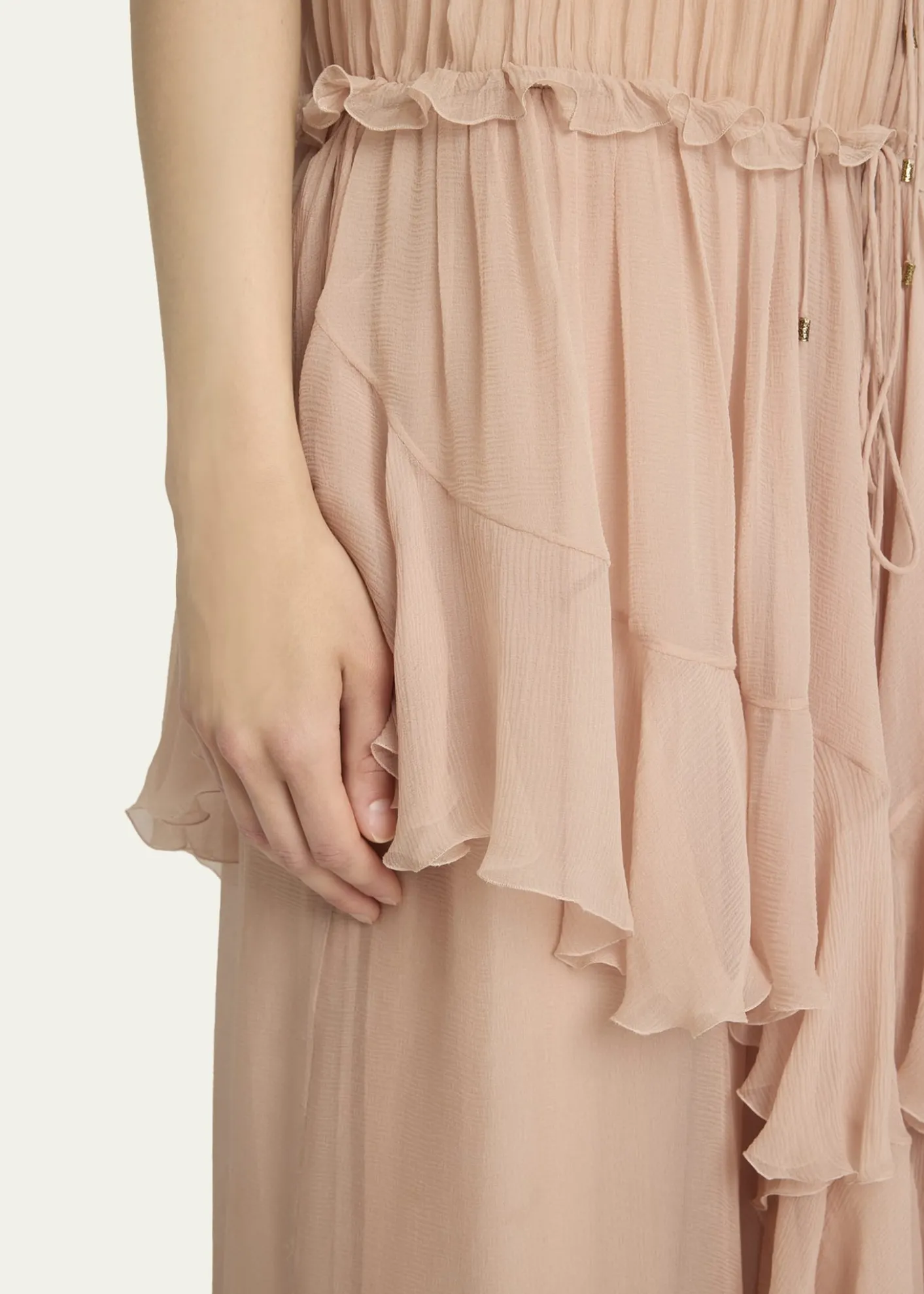 ChloeGathered Ruffle Organic Silk Mousseline Gown