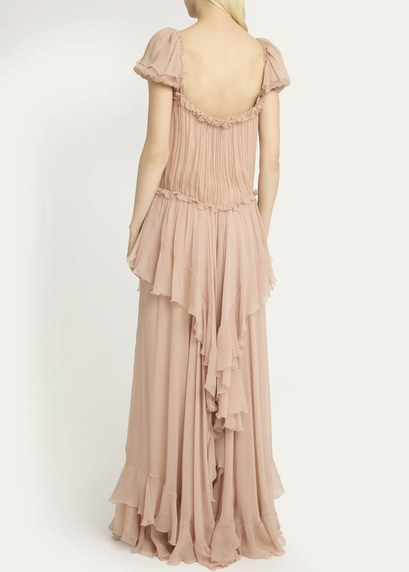 ChloeGathered Ruffle Organic Silk Mousseline Gown
