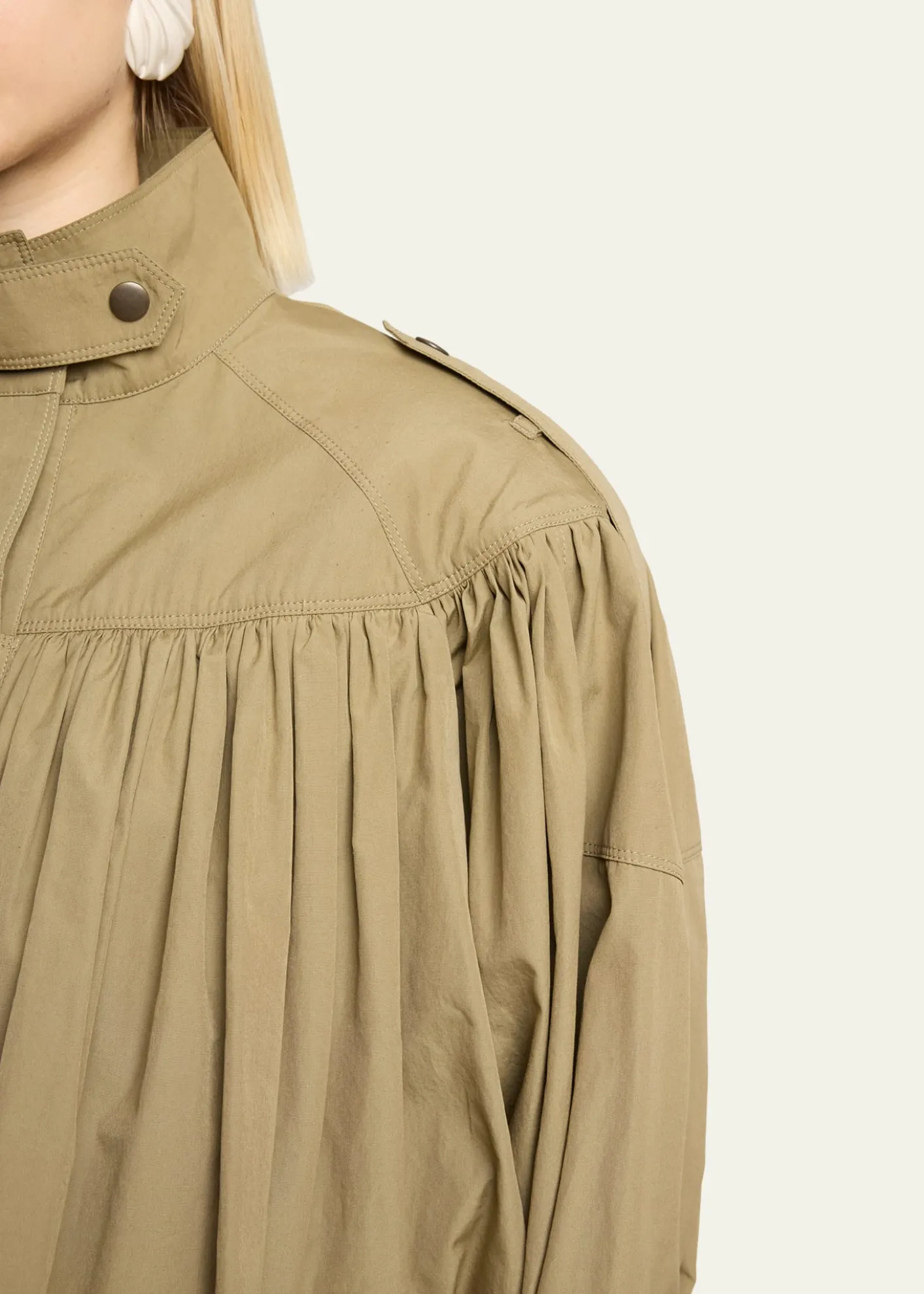 ChloeGathered Ruffle Short Trench Coat