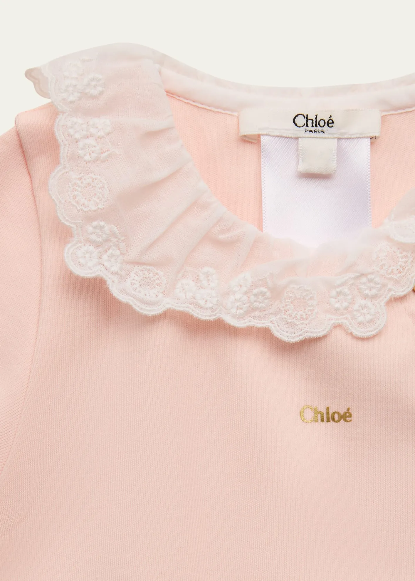 ChloeGirl's Lace-Trim Cotton Babygrow & Bib Set, Size 1M-6M