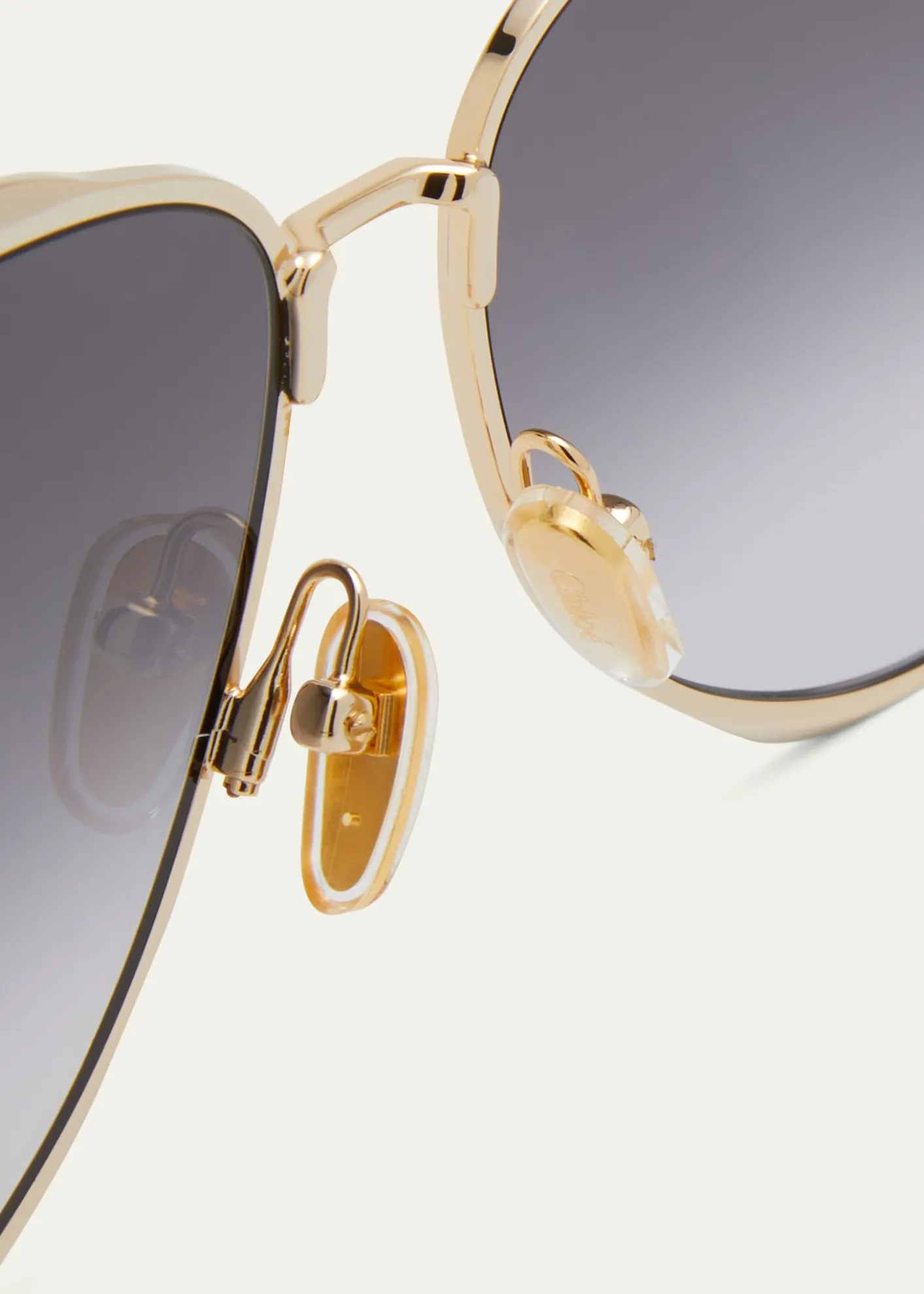 ChloeGolden Tortoiseshell Metal Aviator Sunglasses