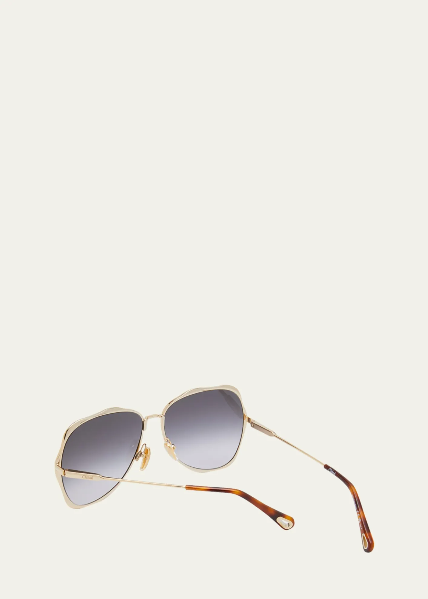 ChloeGolden Tortoiseshell Metal Aviator Sunglasses