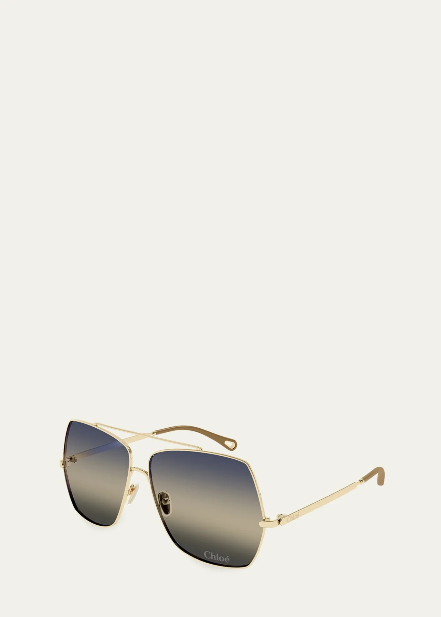 ChloeGradient Aviator Metal Sunglasses