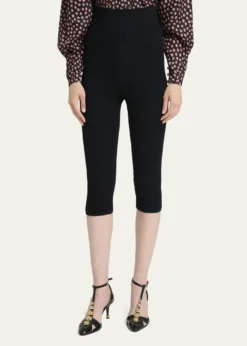 ChloeHoneycomb Stretch Knit Skinny-Leg Capri Pants