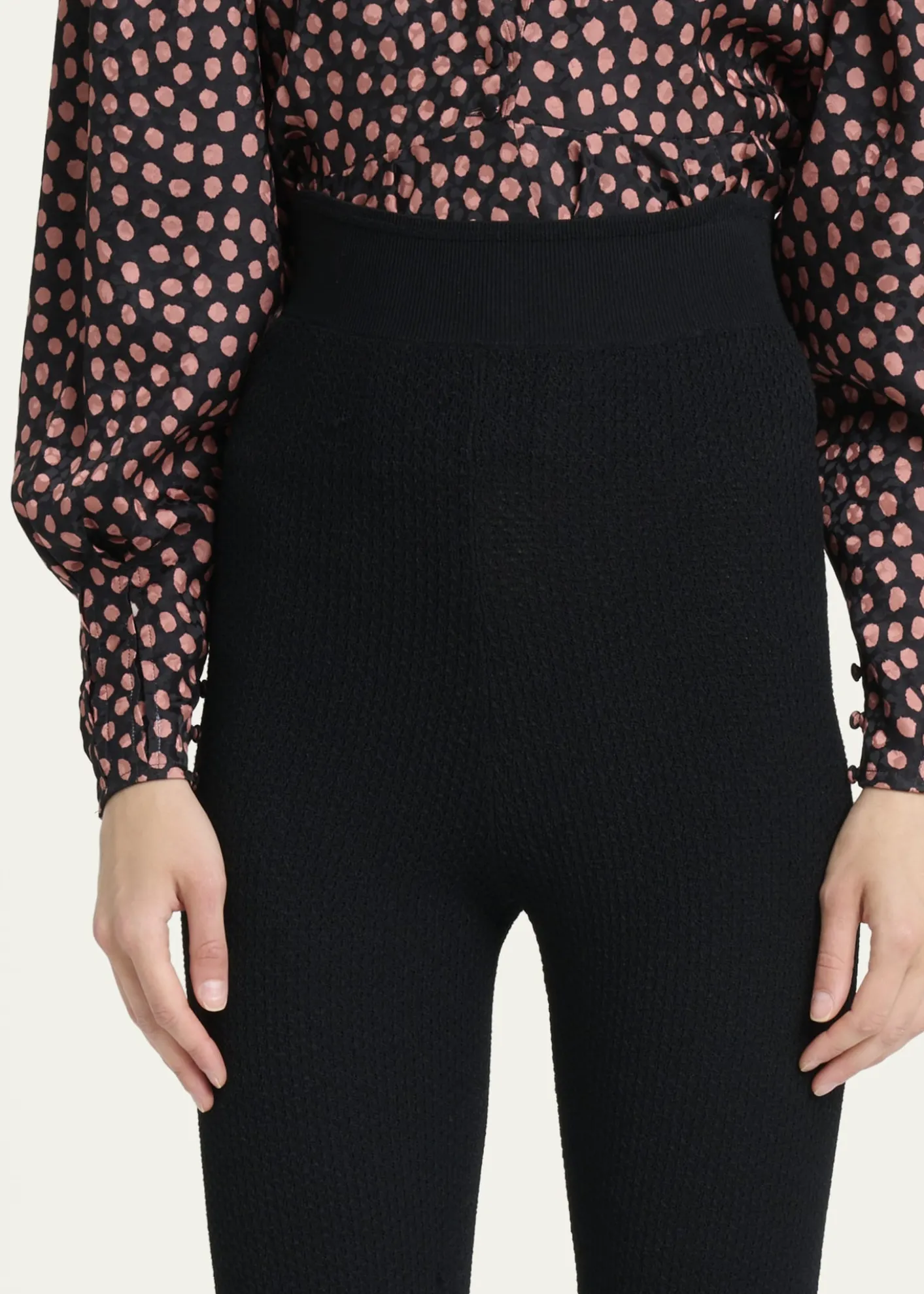ChloeHoneycomb Stretch Knit Skinny-Leg Capri Pants
