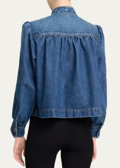 ChloeHorse-Pendant Gathered Denim Jacket