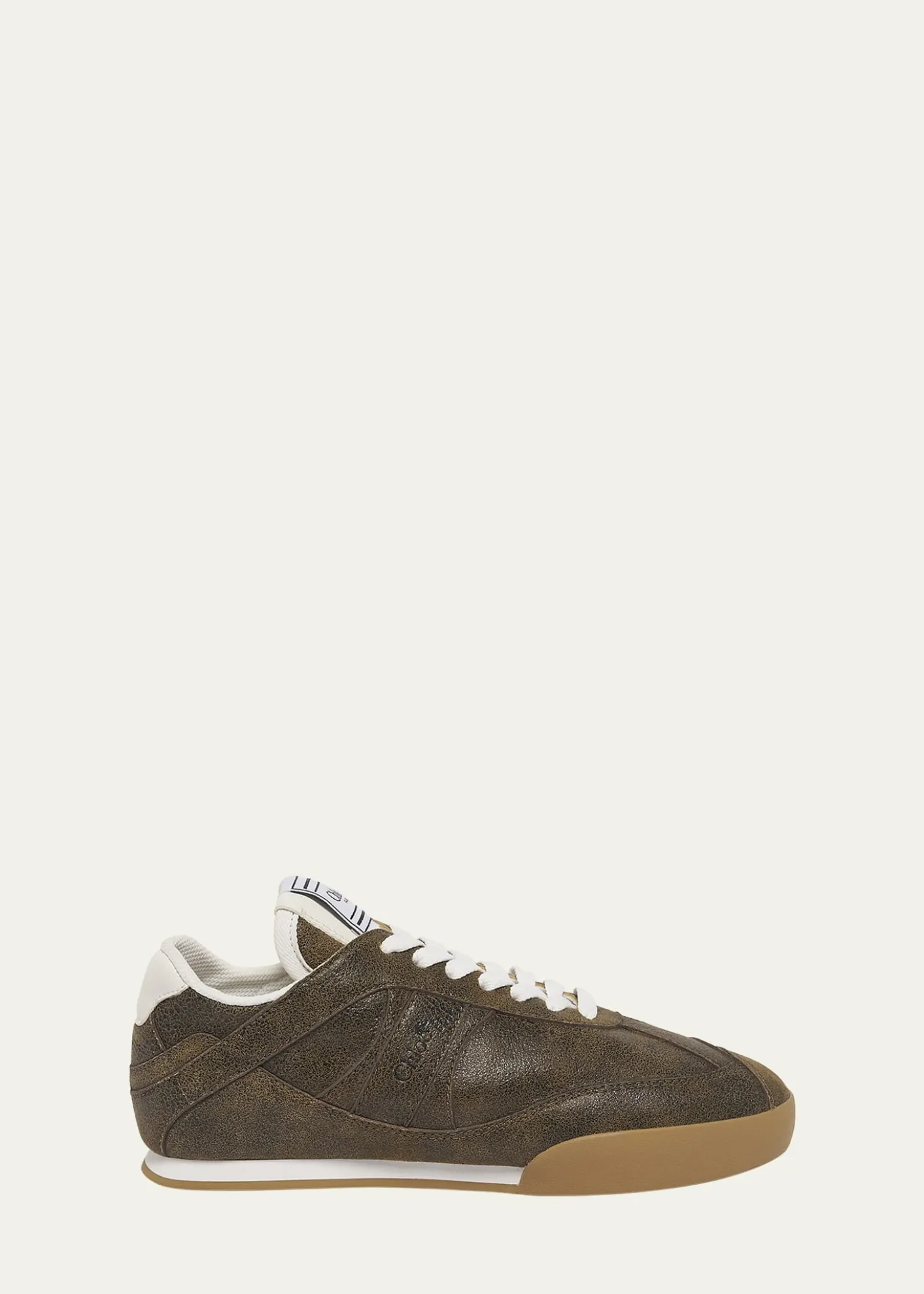 ChloeKick Crackled Leather Retro Low-Top Sneakers