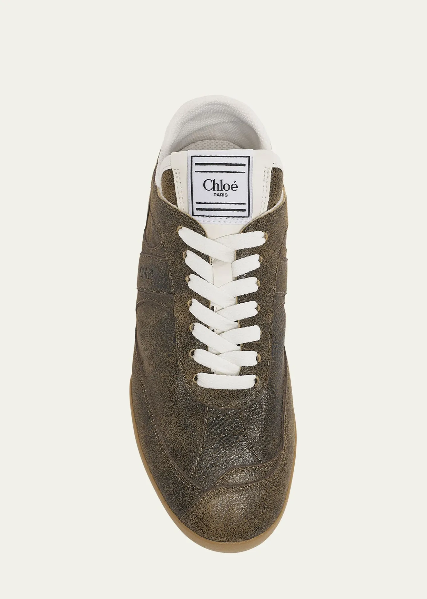 ChloeKick Crackled Leather Retro Low-Top Sneakers