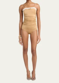 ChloeLace Ruffle Ruched Bodysuit