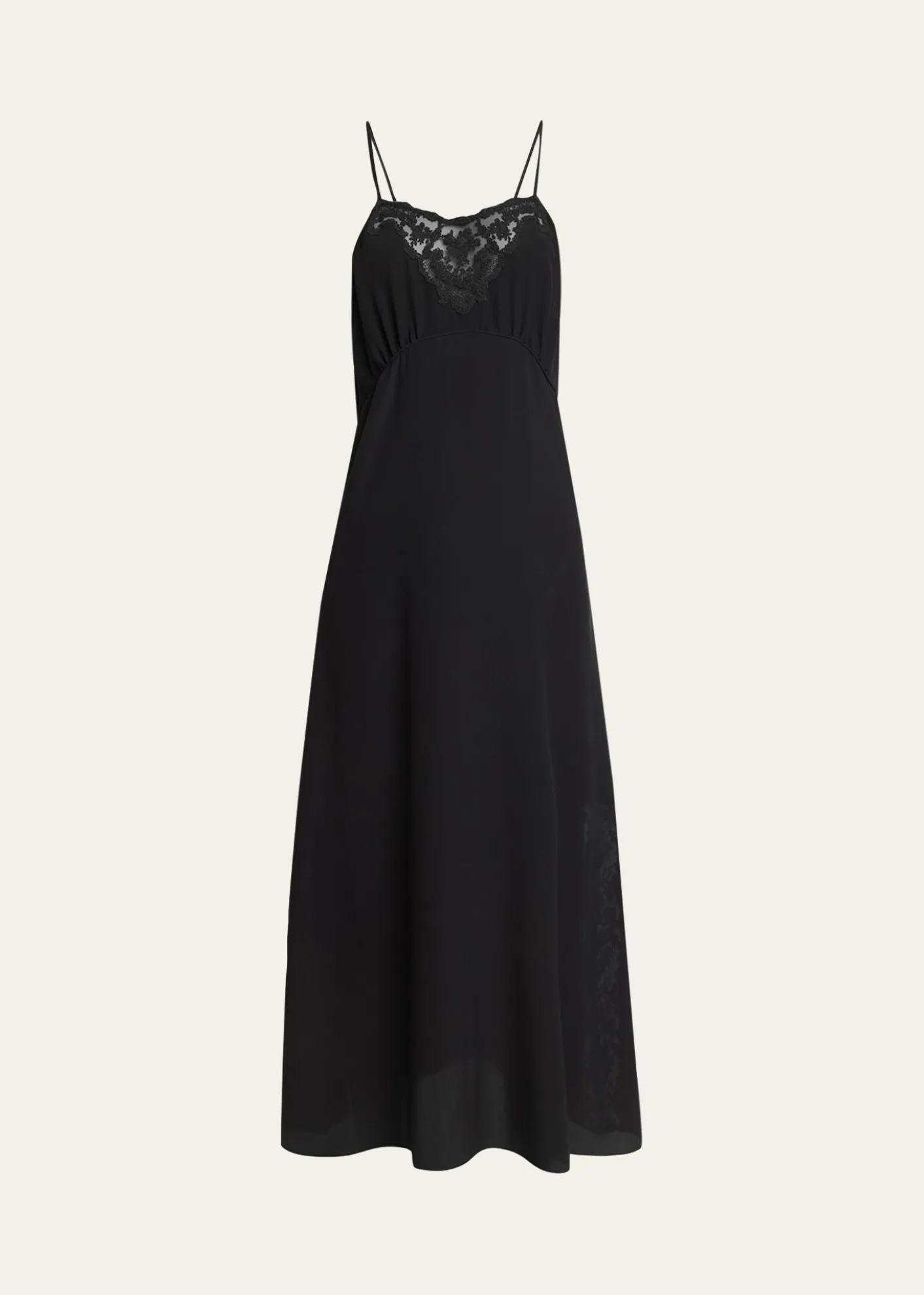 ChloeLace-Trim Empire Silk Midi Slip Dress
