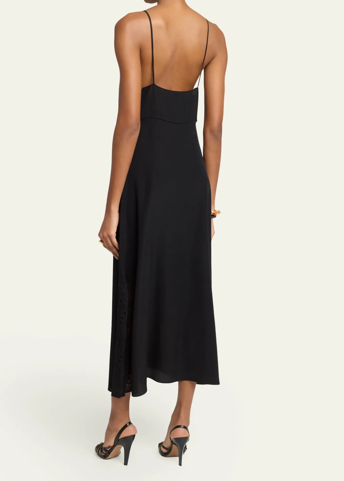 ChloeLace-Trim Empire Silk Midi Slip Dress