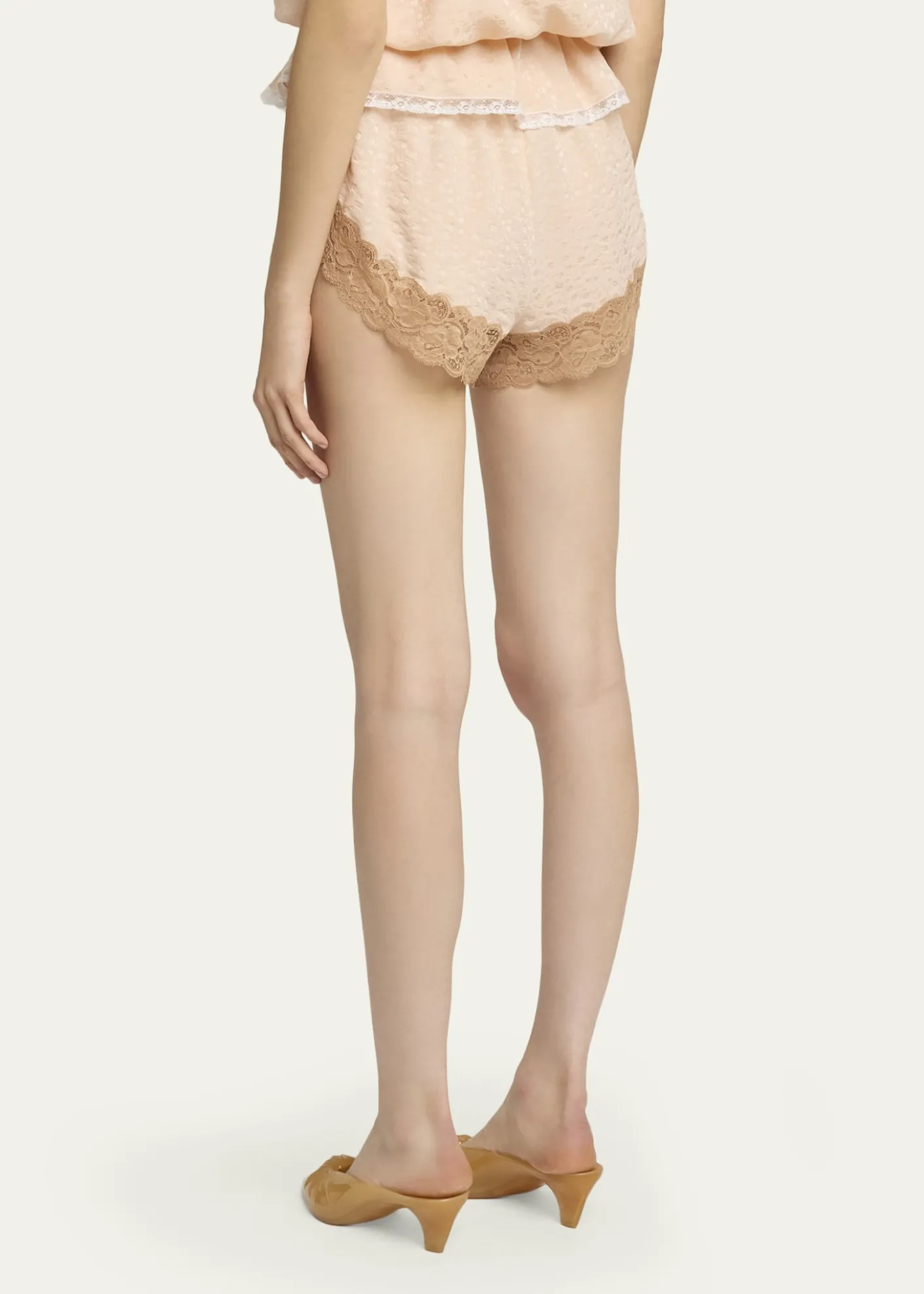 ChloeLace-Trim Floral Silk Jacquard Pull-On Shorts