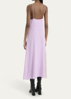 ChloeLace-Trim Silk Midi Slip Dress