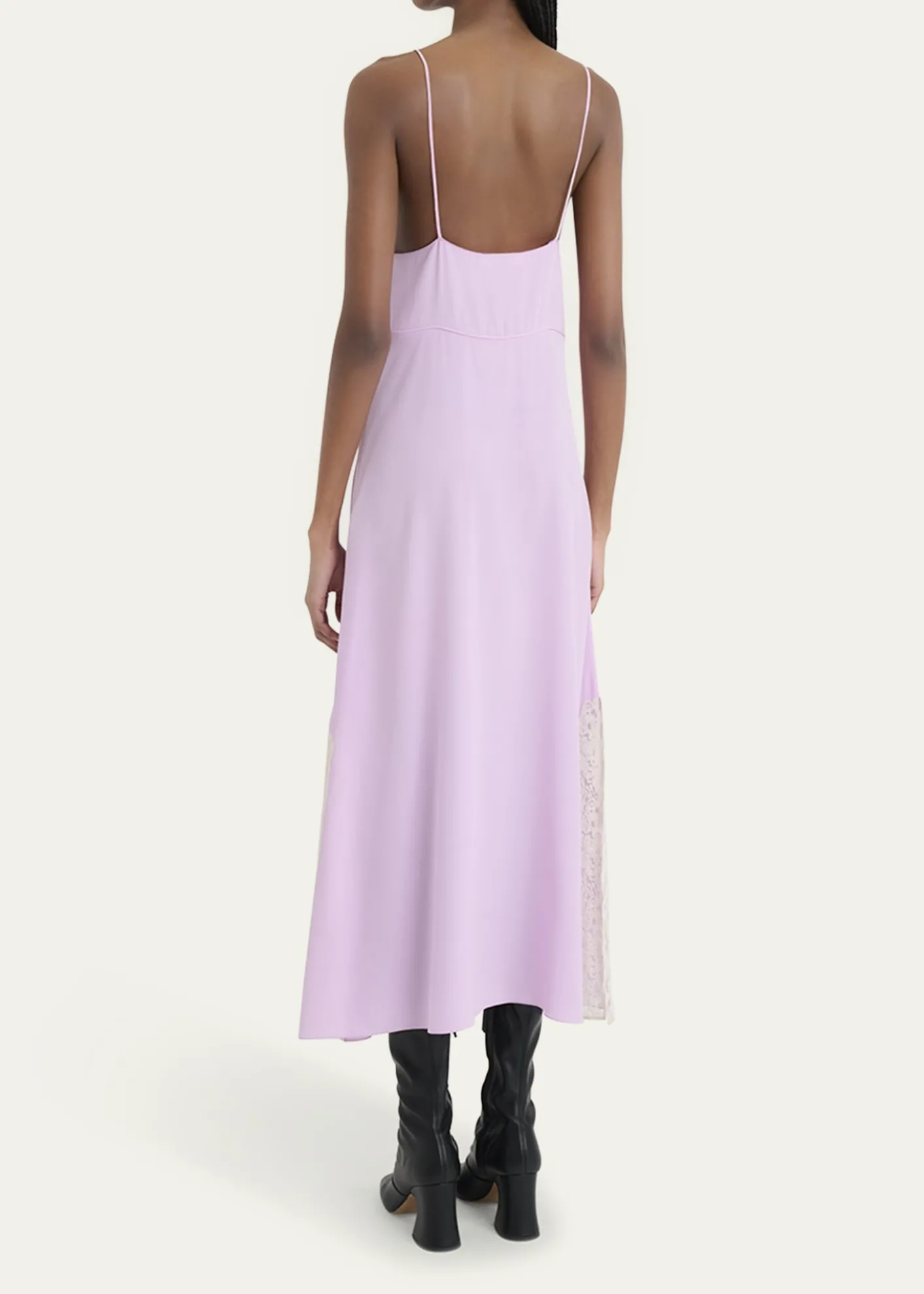 ChloeLace-Trim Silk Midi Slip Dress