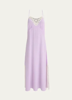 ChloeLace-Trim Silk Midi Slip Dress